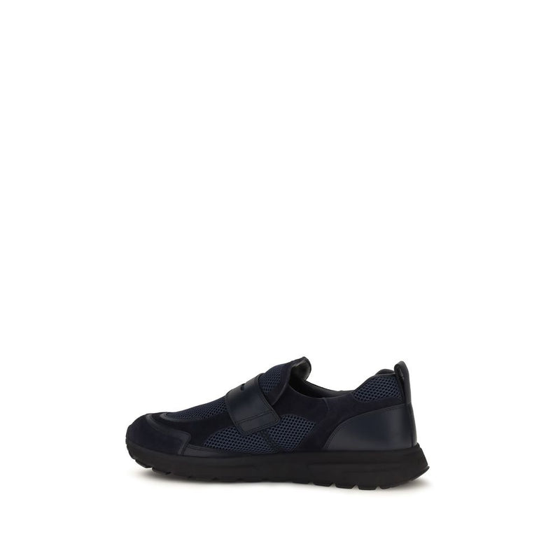 Baskets Prada en cuir de veau bleu Bos Taurus