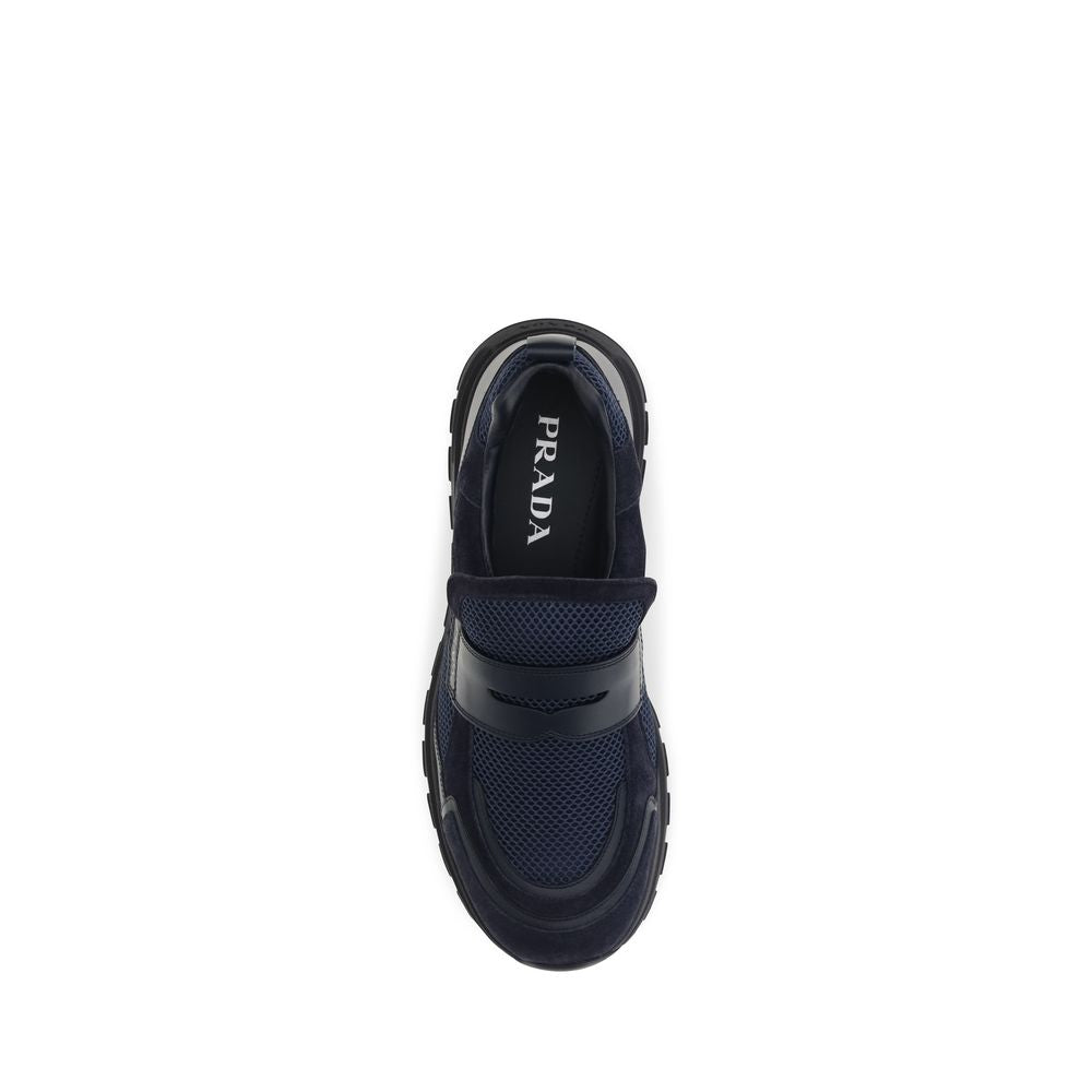 Baskets Prada en cuir de veau bleu Bos Taurus