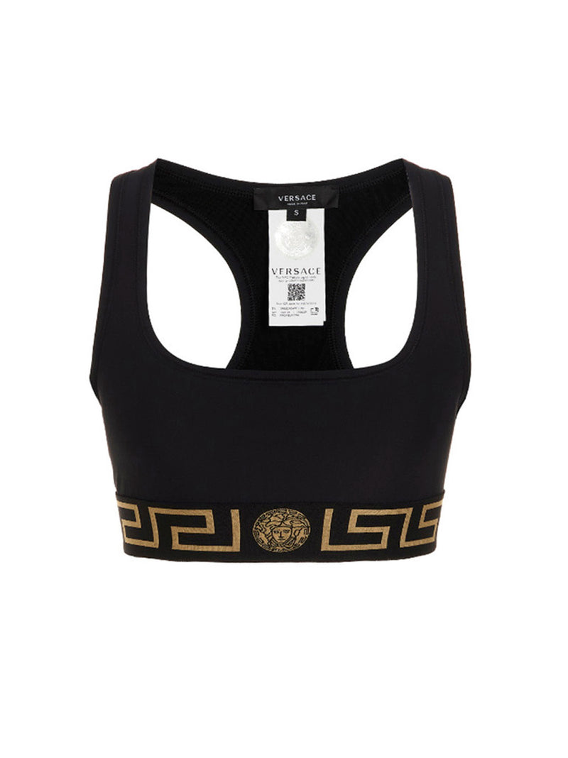 Versace Black Polyamide Medusa Sport Bra for Women