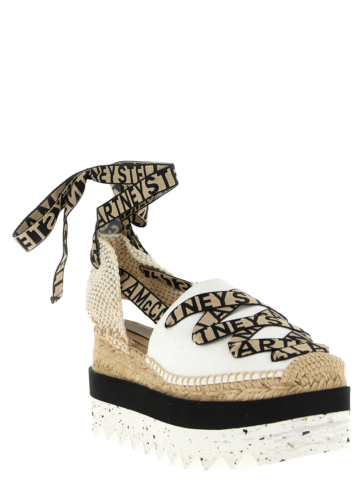 Sandales compensées Stella McCartney en coton beige
