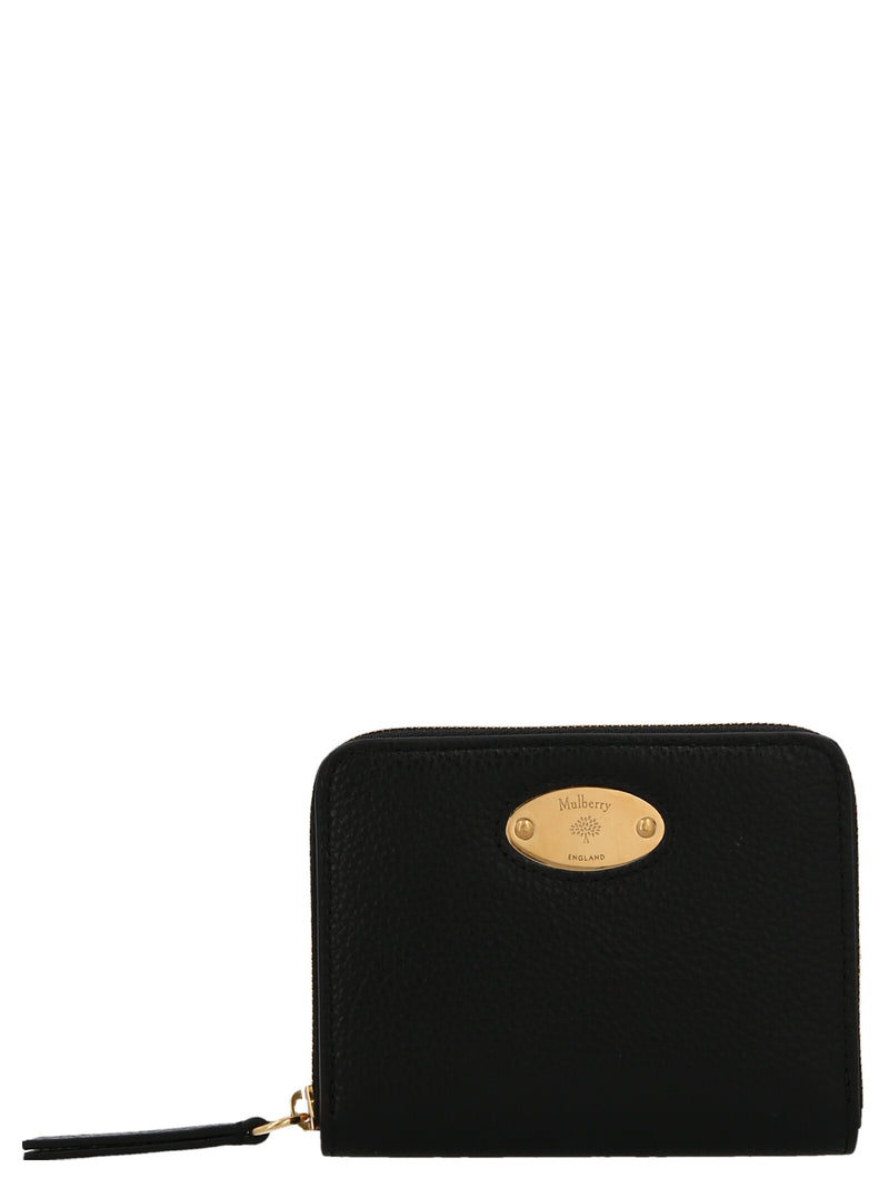 Porte-cartes en cuir de vachette noir Mulberry