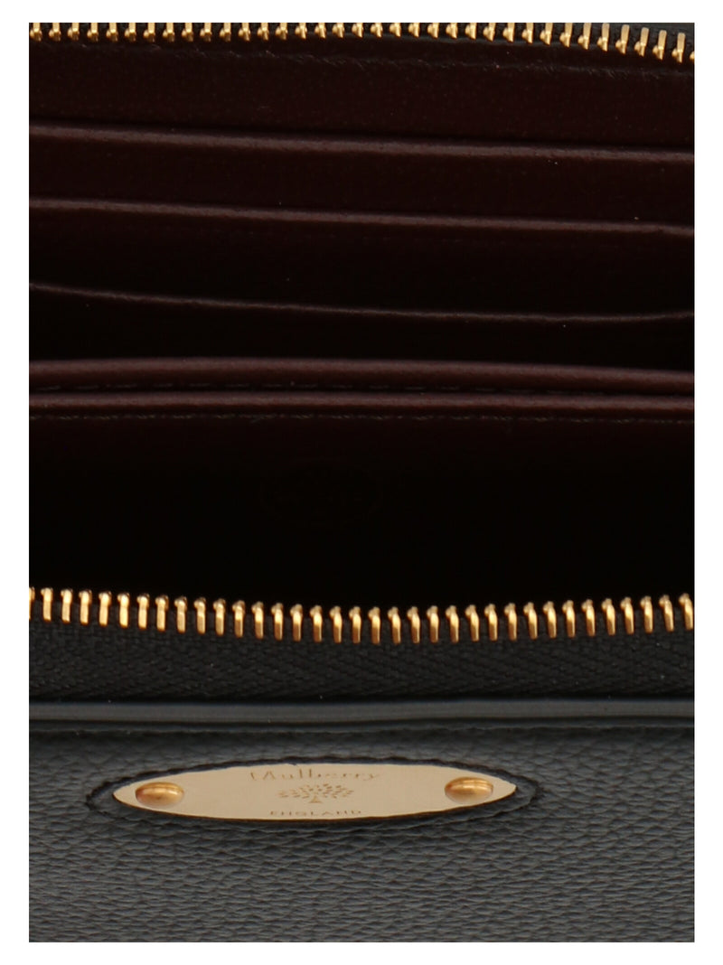 Porte-cartes en cuir de vachette noir Mulberry