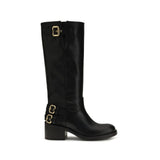 Chloé Black Calf Leather Bos Taurus Flat Boots
