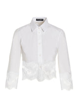 Dolce & Gabbana White Cotton Blouse with Lace Details