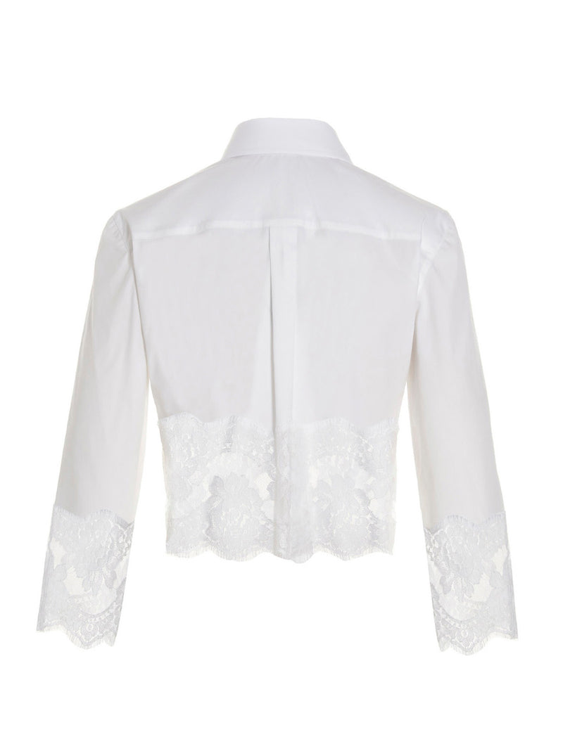 Dolce & Gabbana White Cotton Blouse with Lace Details