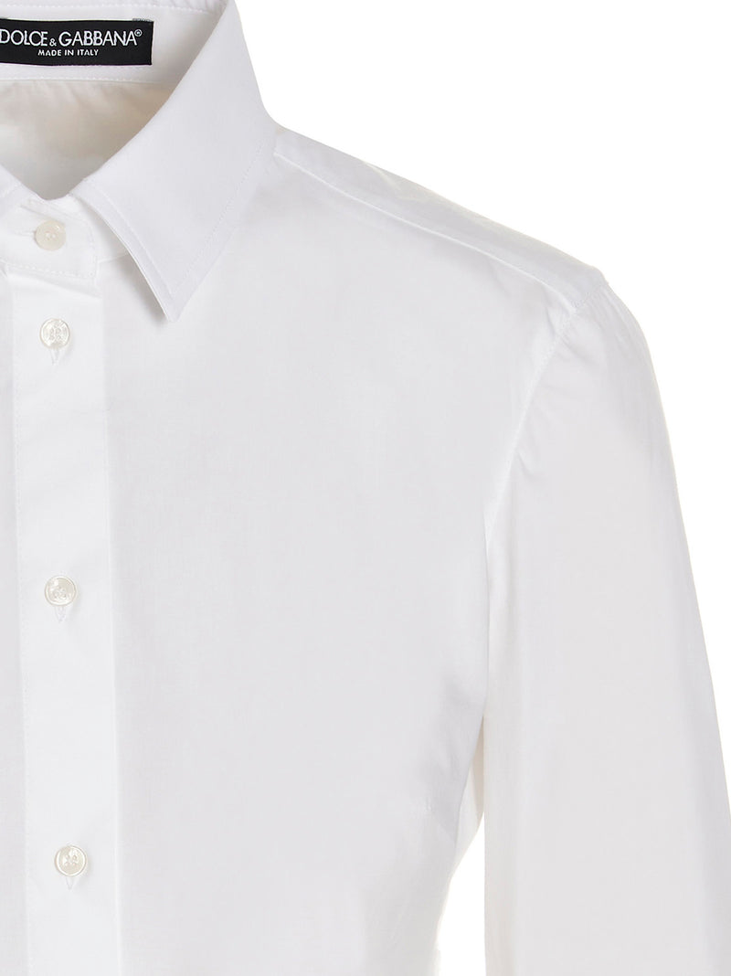 Dolce & Gabbana White Cotton Blouse with Lace Details