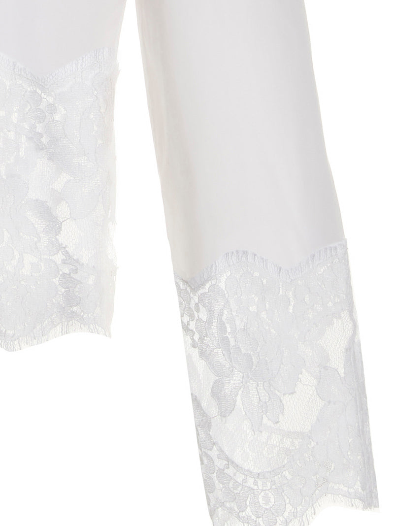 Dolce & Gabbana White Cotton Blouse with Lace Details