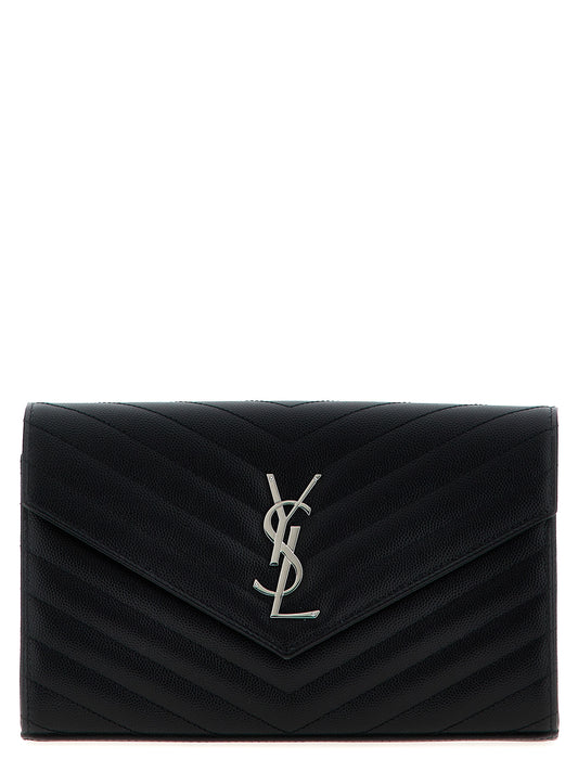 Saint Laurent Cassandre Black Calfskin Clutch Bag