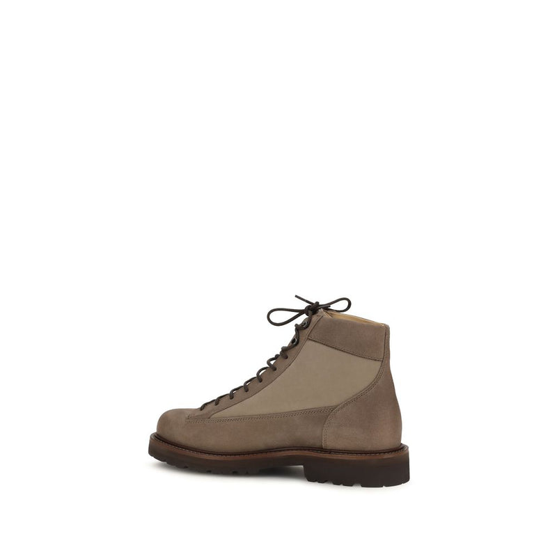 Bottes à lacets Brunello Cucinelli Bos Taurus en cuir de veau marron