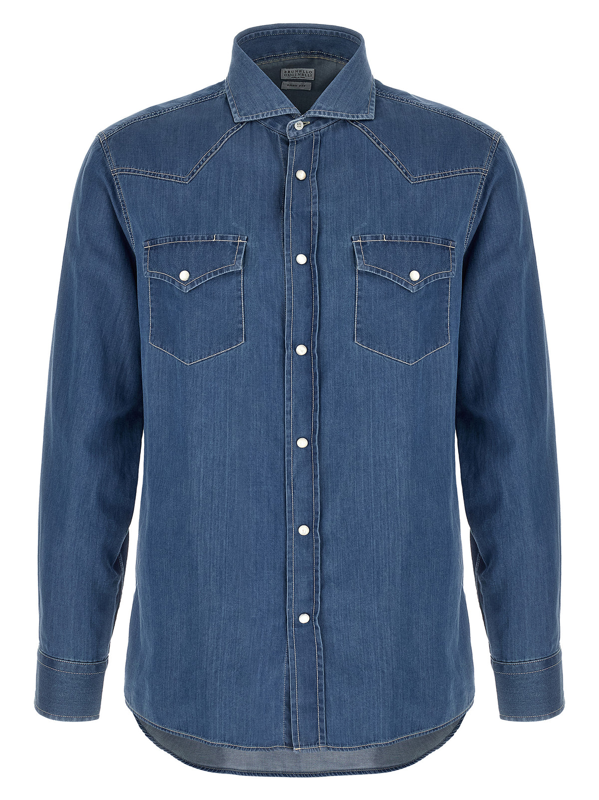 Chemisier en coton bleu Brunello Cucinelli