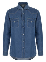 Chemisier en coton bleu Brunello Cucinelli