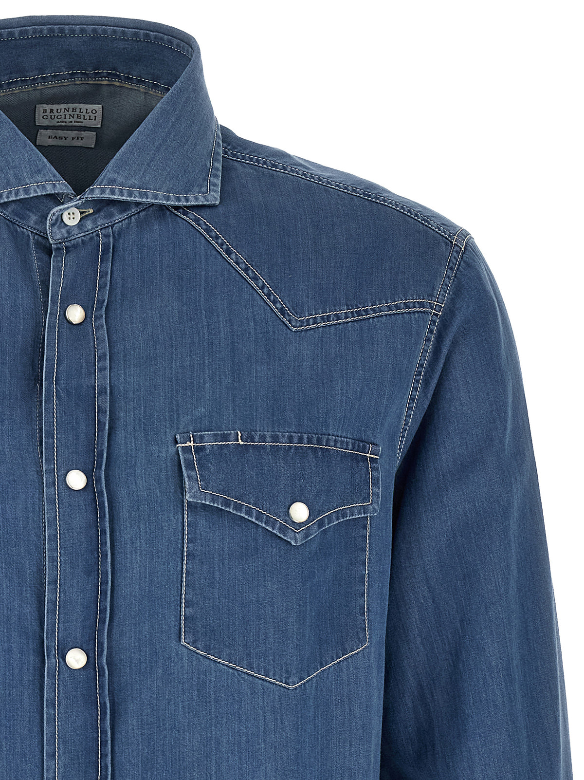 Chemisier en coton bleu Brunello Cucinelli