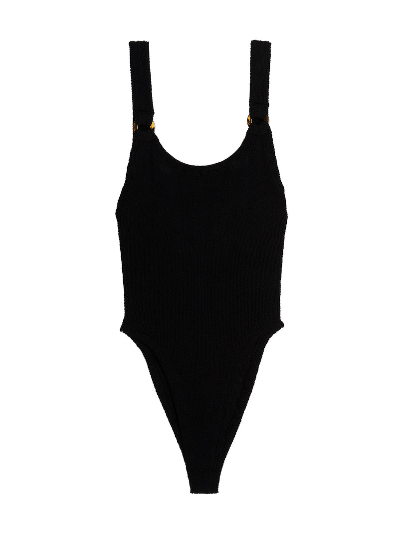 Hunza G Black Nylon One-Piece Swimsuit
