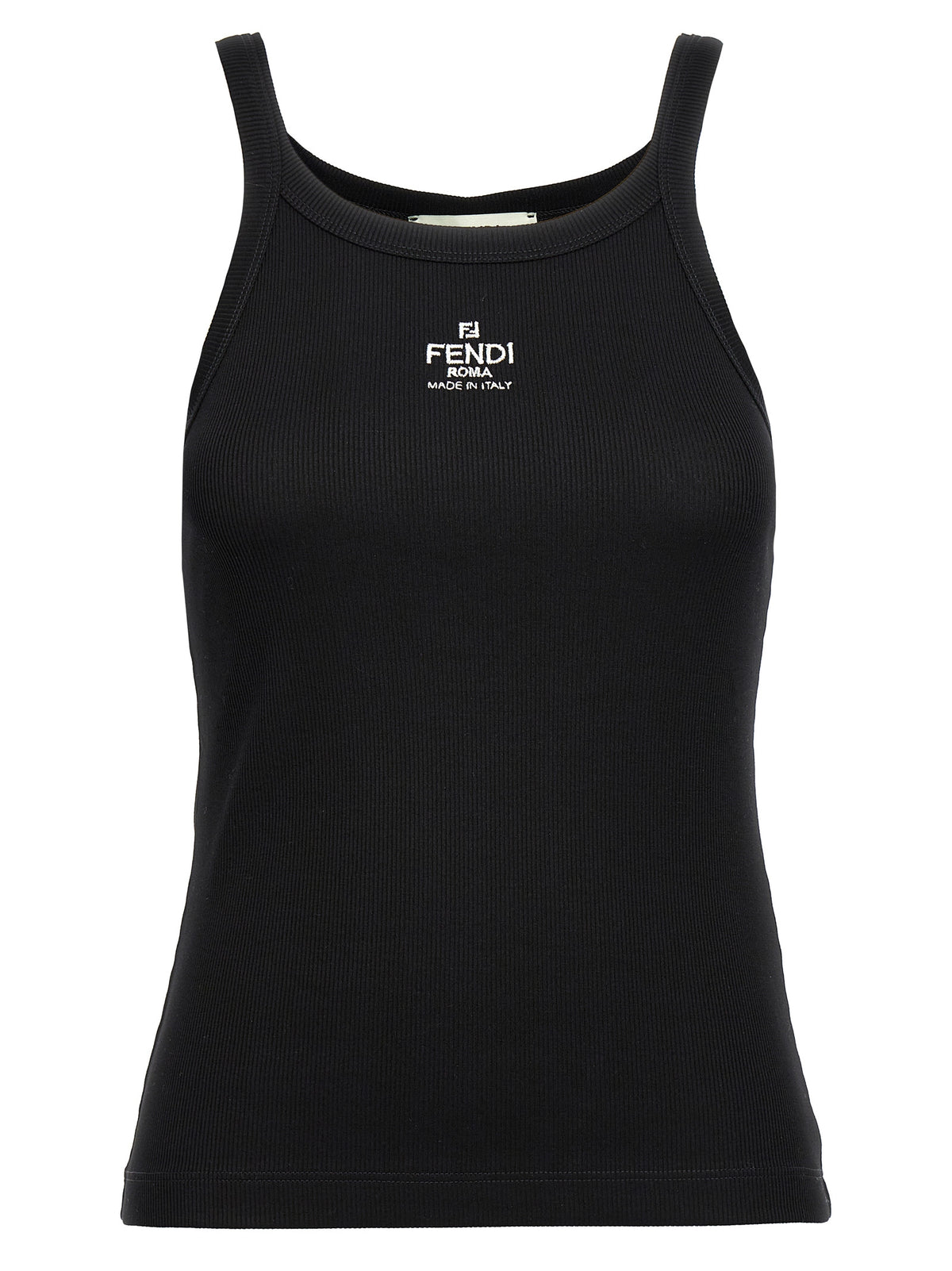Fendi Black Cotton Sleeveless T-Shirt