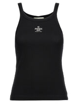 Fendi Black Cotton Sleeveless T-Shirt