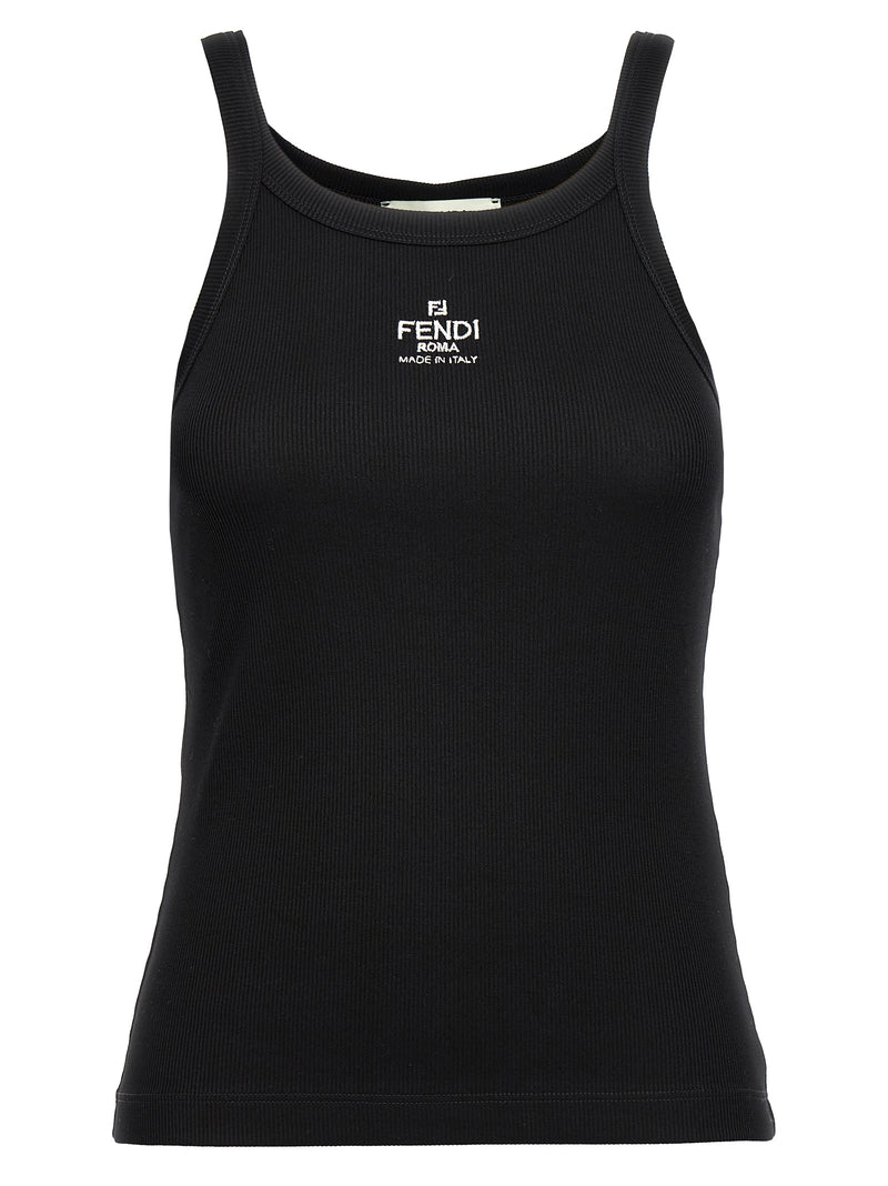 Fendi Black Cotton Sleeveless T-Shirt
