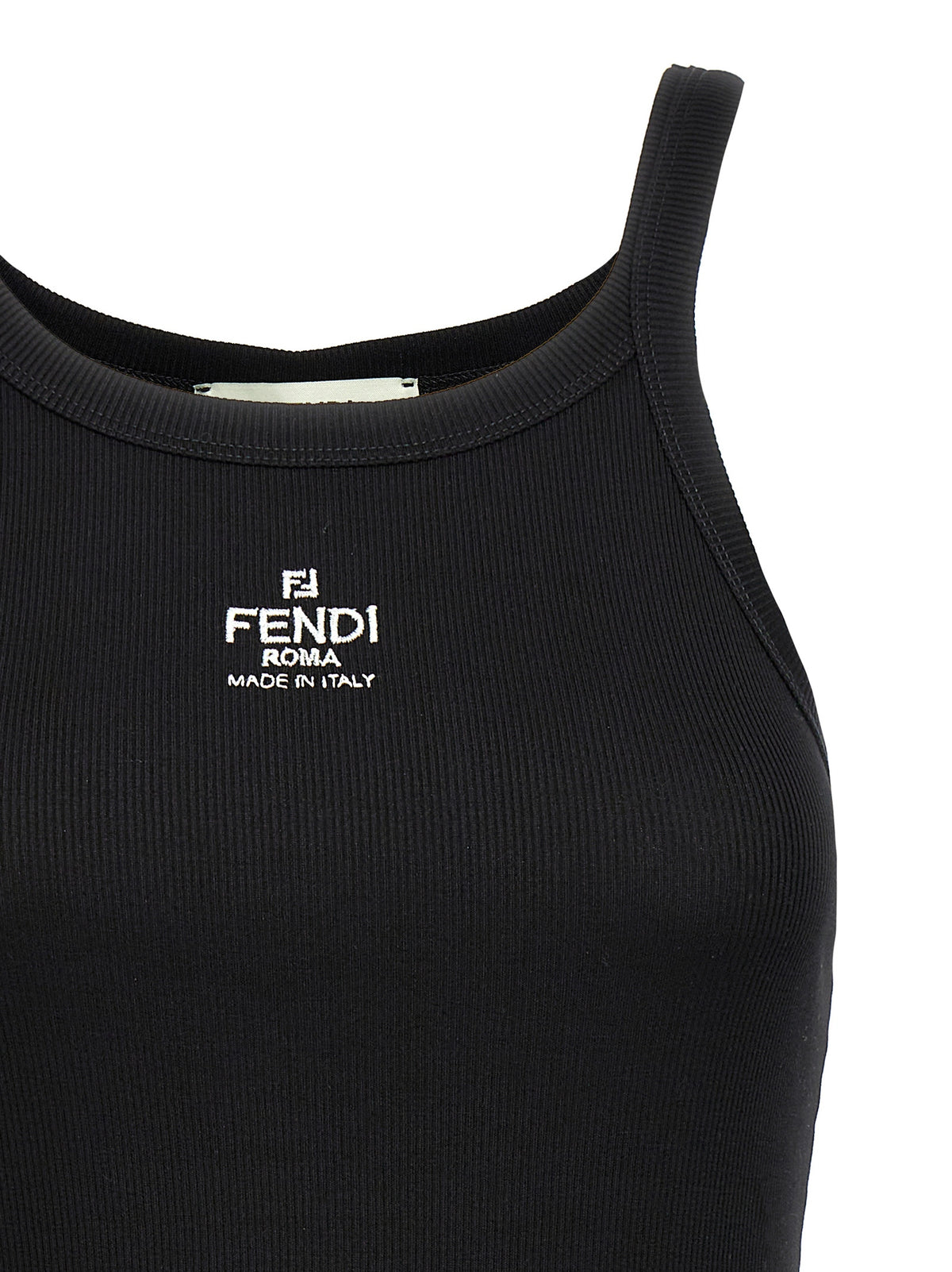 Fendi Black Cotton Sleeveless T-Shirt