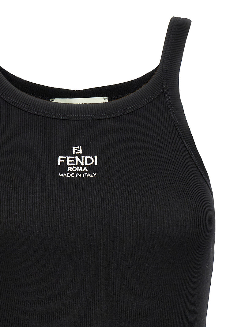 Fendi Black Cotton Sleeveless T-Shirt