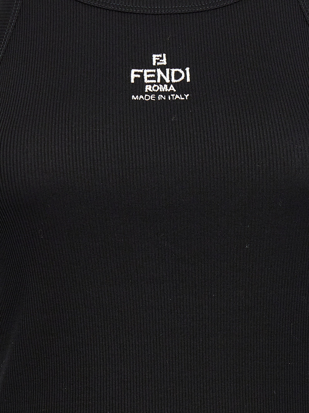 Fendi Black Cotton Sleeveless T-Shirt