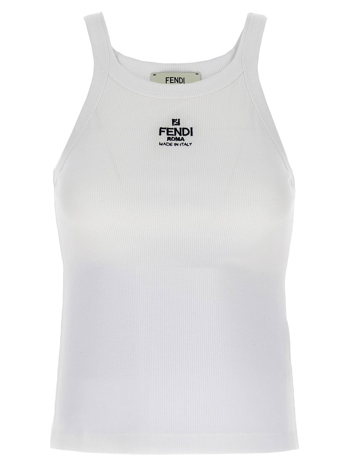 T-shirt Fendi blanc en coton sans manches