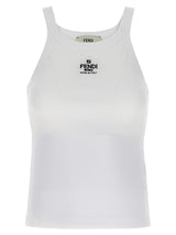 T-shirt Fendi blanc en coton sans manches