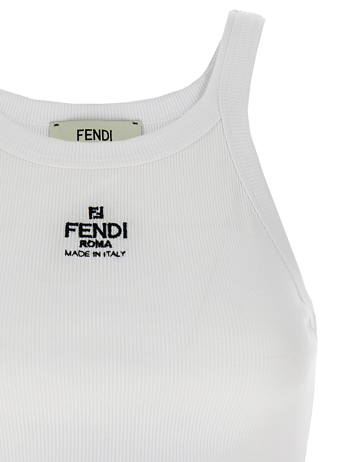 T-shirt Fendi blanc en coton sans manches