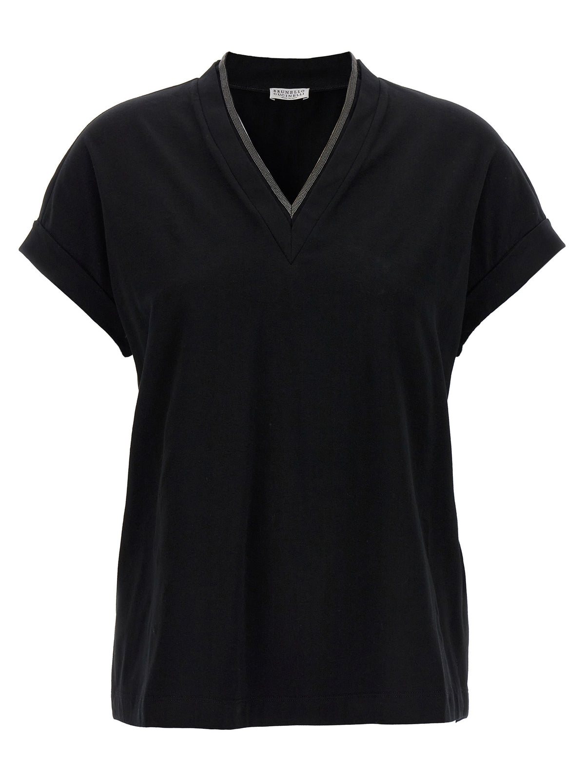 T-shirt en coton noir Brunello Cucinelli