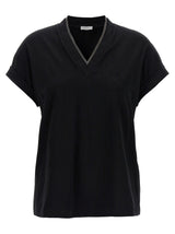 T-shirt en coton noir Brunello Cucinelli