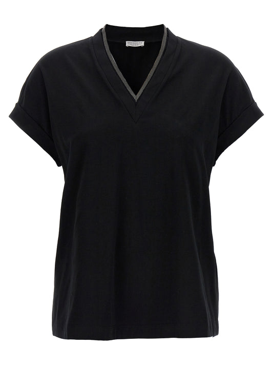 T-shirt en coton noir Brunello Cucinelli