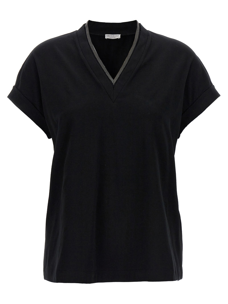 T-shirt en coton noir Brunello Cucinelli