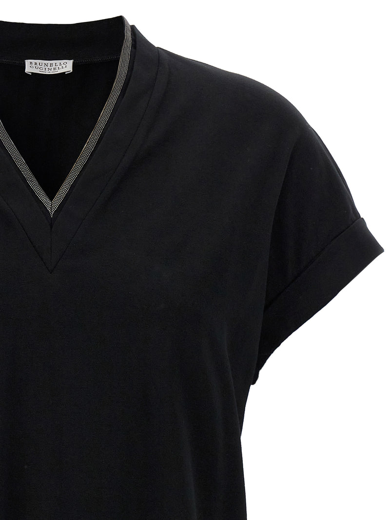 T-shirt en coton noir Brunello Cucinelli