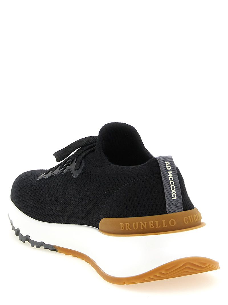 Brunello Cucinelli Black Running Sock Athletic Sneakers