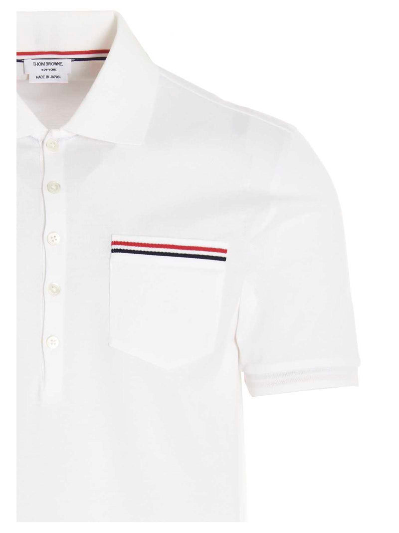 Thom Browne White Cotton Polo Shirt