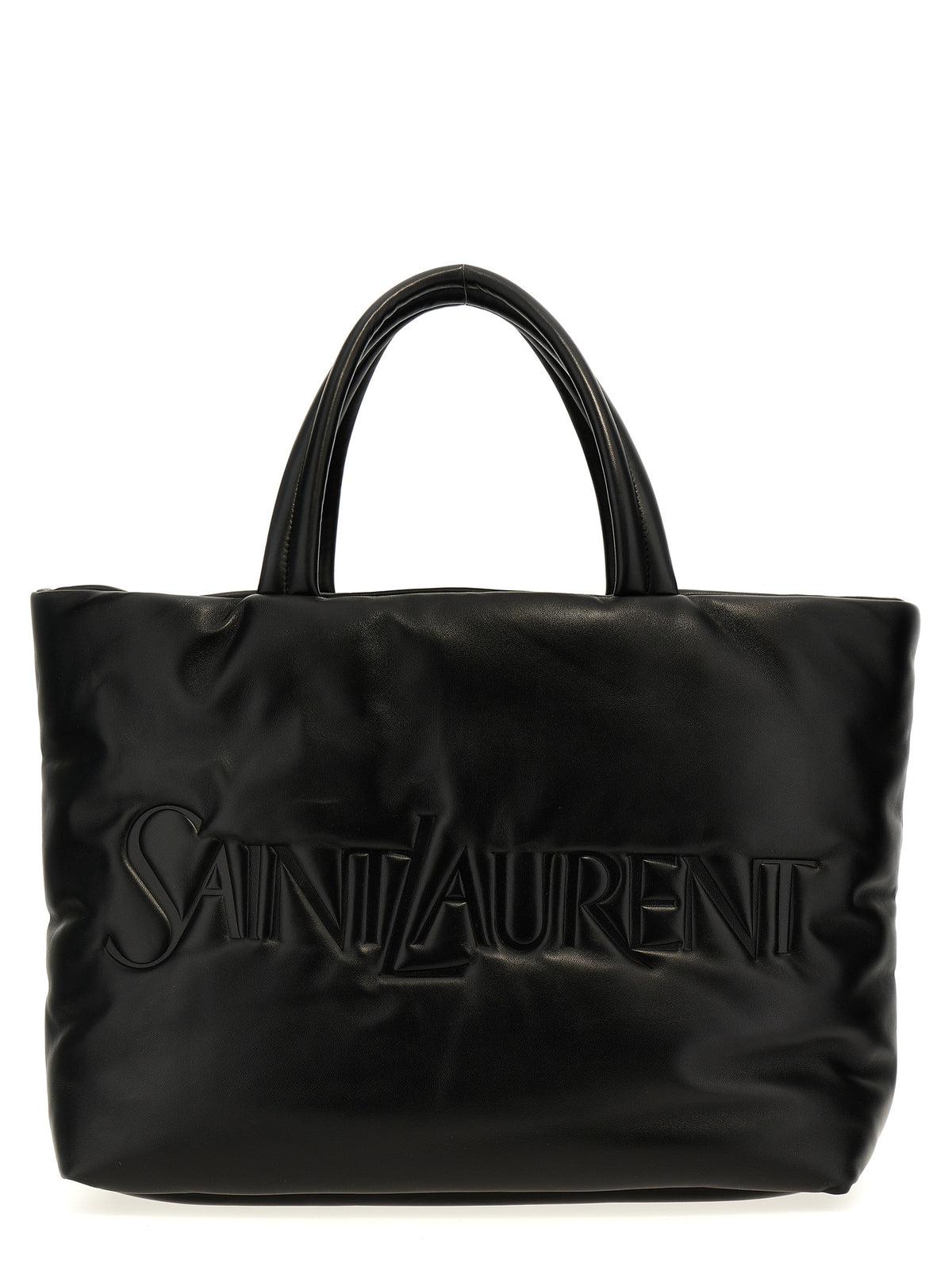 Sac cabas Saint Laurent en cuir d'agneau noir