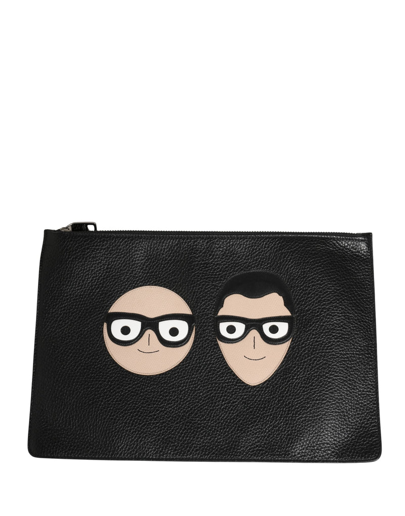 Dolce & Gabbana Black #DGFamily Leather Clutch Borse Bag
