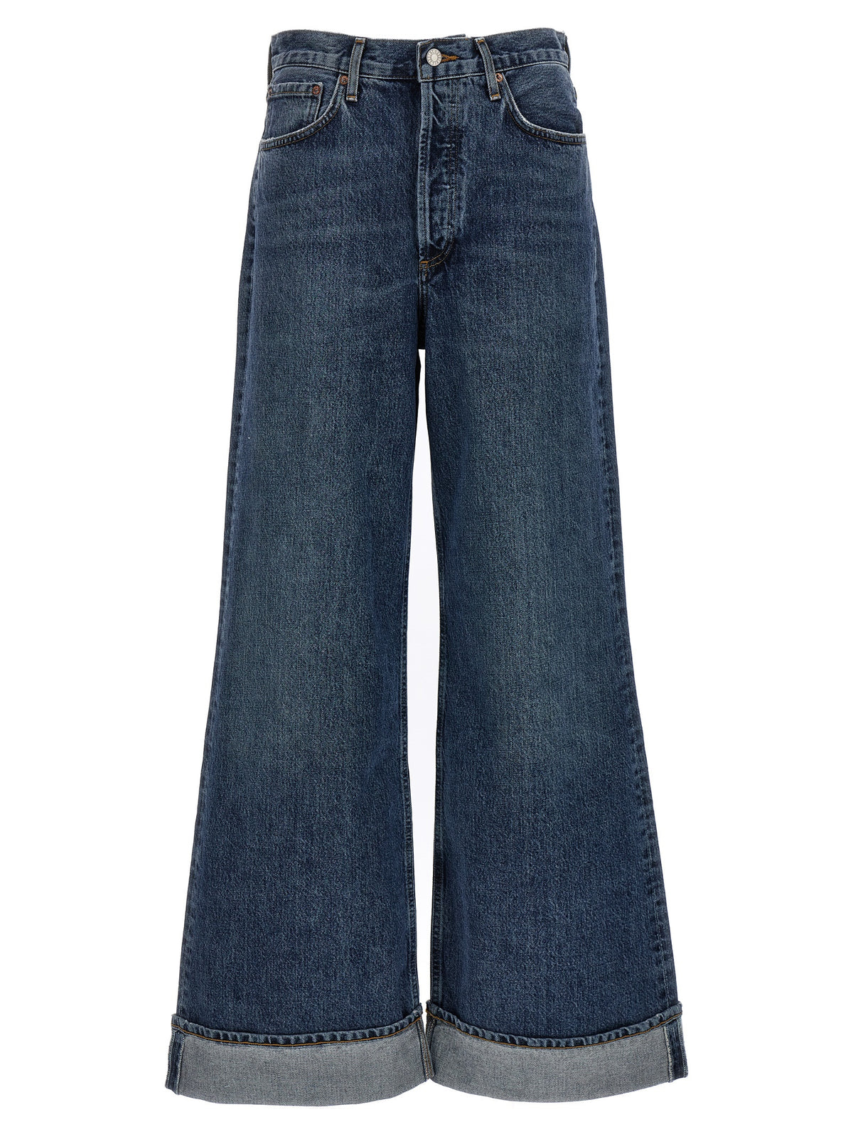 Jean en coton bleu doré