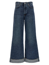 Jean en coton bleu doré