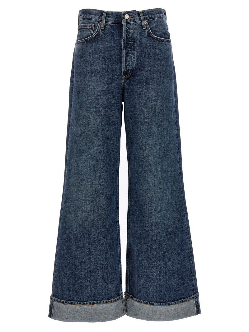 Jean en coton bleu doré