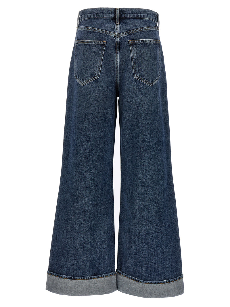 Jean en coton bleu doré