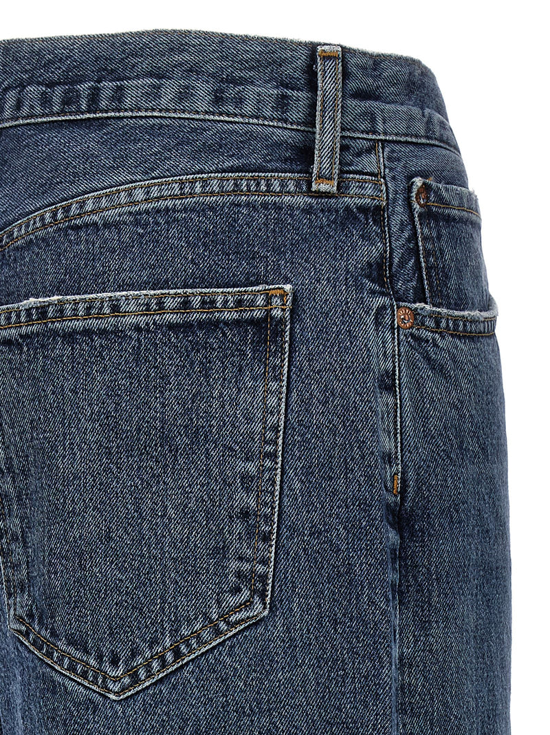 Jean en coton bleu doré
