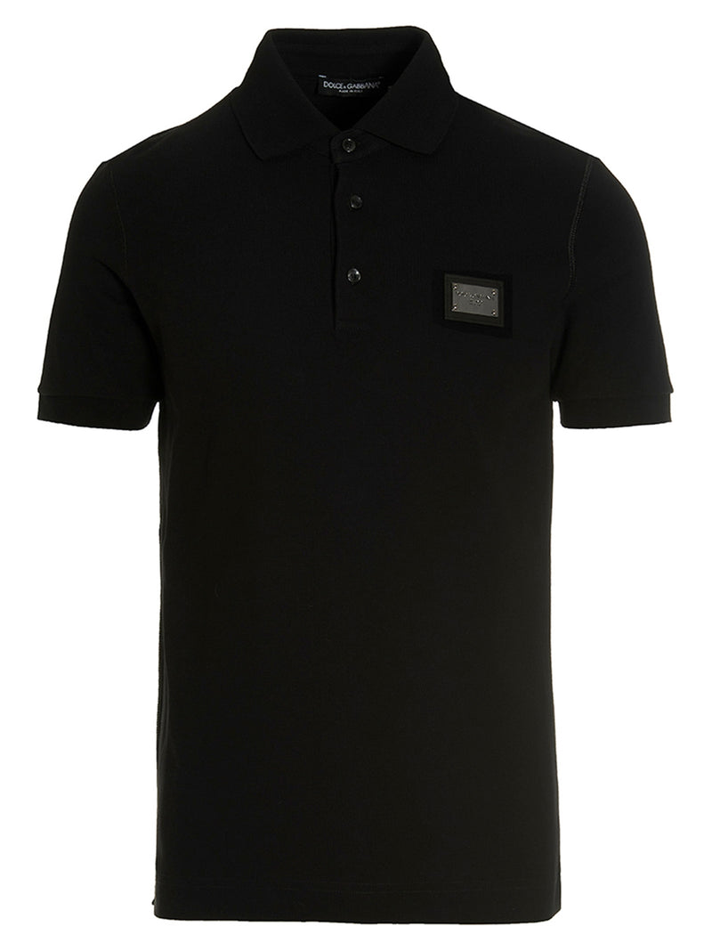 Polo en coton noir Dolce & Gabbana