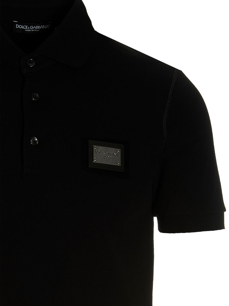 Polo en coton noir Dolce & Gabbana