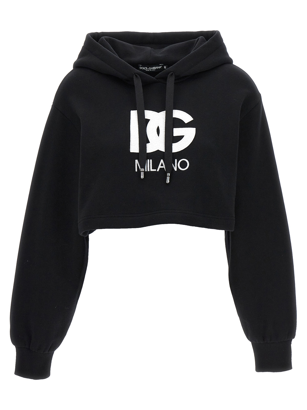 Dolce & Gabbana Black Cotton Cropped Hoodie