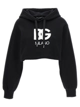 Dolce & Gabbana Black Cotton Cropped Hoodie