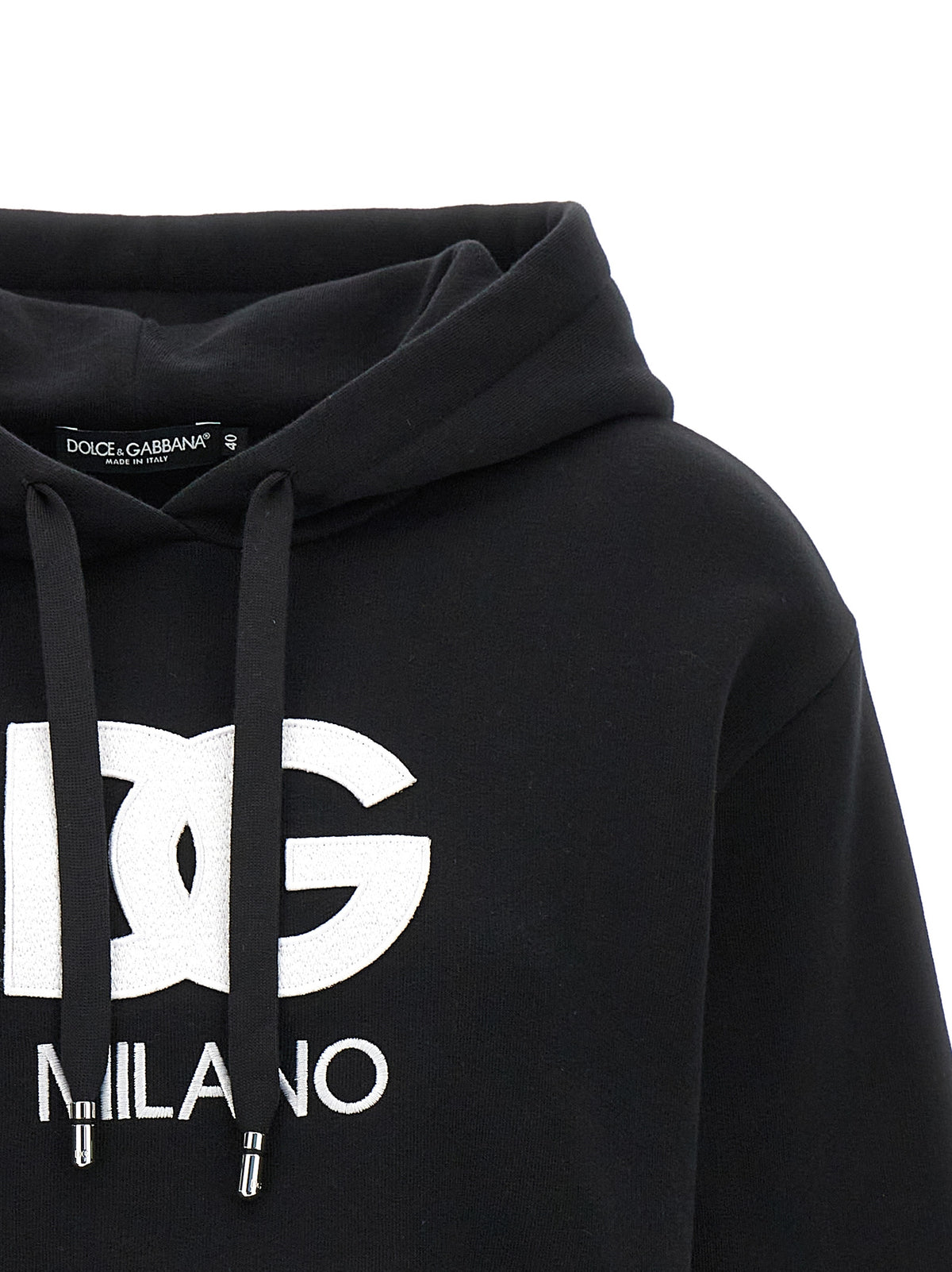Dolce & Gabbana Black Cotton Cropped Hoodie