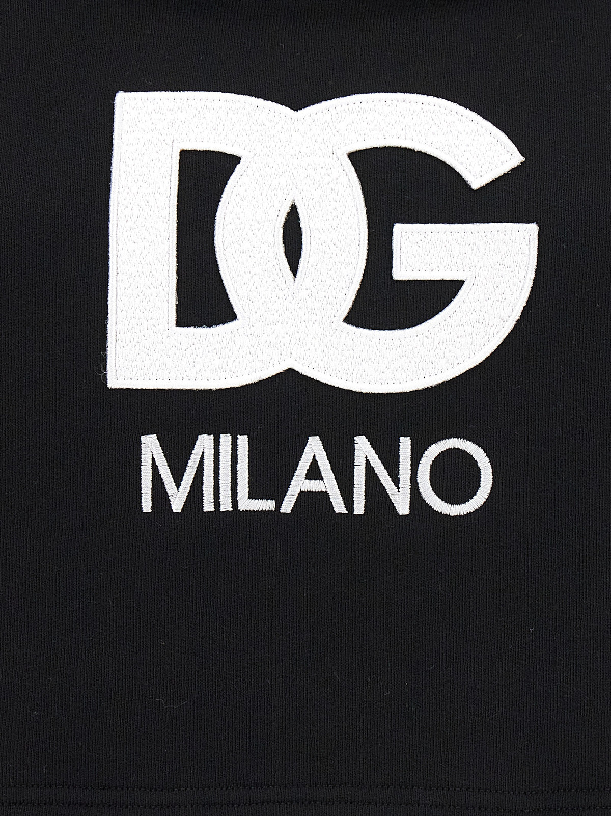 Dolce & Gabbana Black Cotton Cropped Hoodie