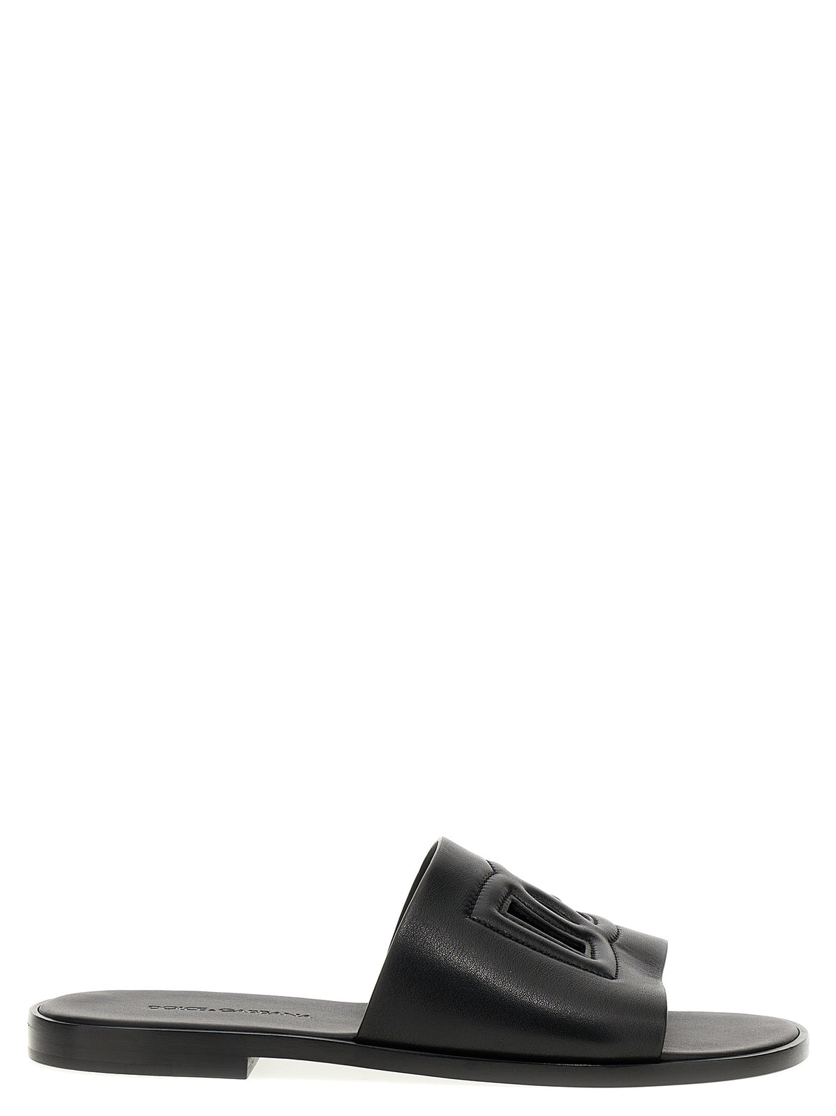 Dolce & Gabbana Black Leather Slides for Men