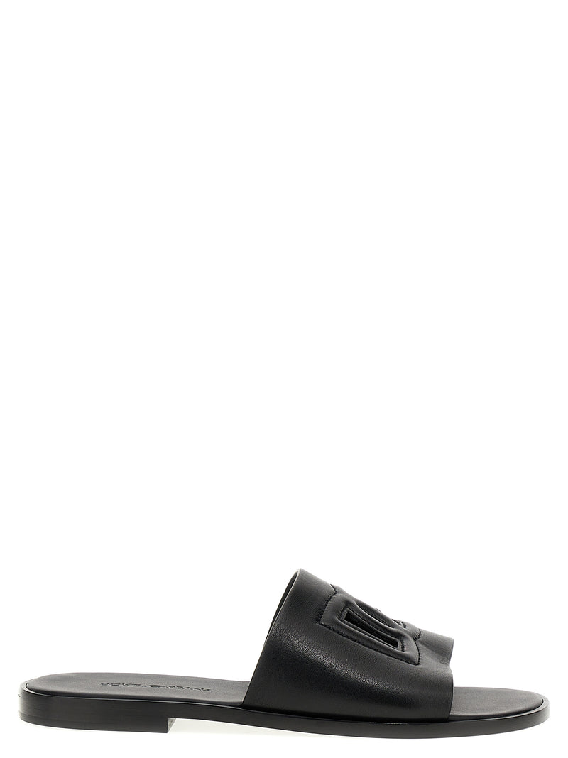 Dolce & Gabbana Black Leather Slides for Men