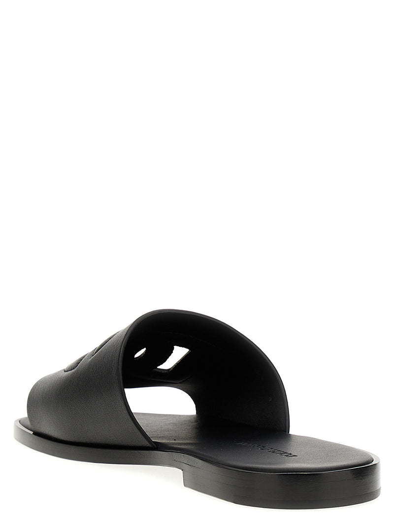 Dolce & Gabbana Black Leather Slides for Men
