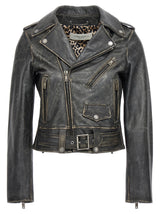 Blouson Golden Goose en cuir de vachette noir